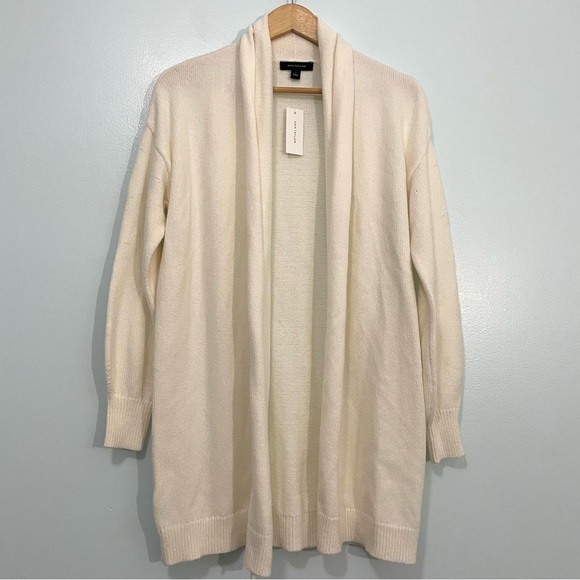 Ann Taylor Cream White Wool Camel Blend Open Front Cardigan S - Picture 1 of 14